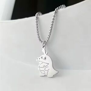 925 Sterling Silver Pokemon Fuecoco Cut-Out Silhouette Pendant Necklace Anime
